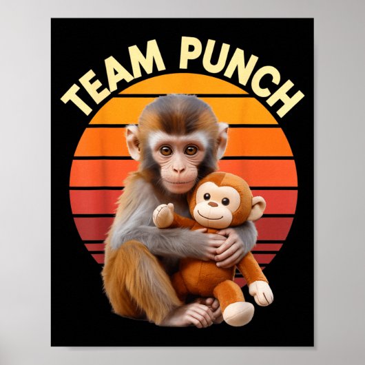 Team Punch Monkey Plush Retro Sun Poster (Voorkant)