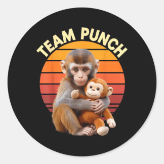 Team Punch Monkey Plush Retro Sun Ronde Sticker