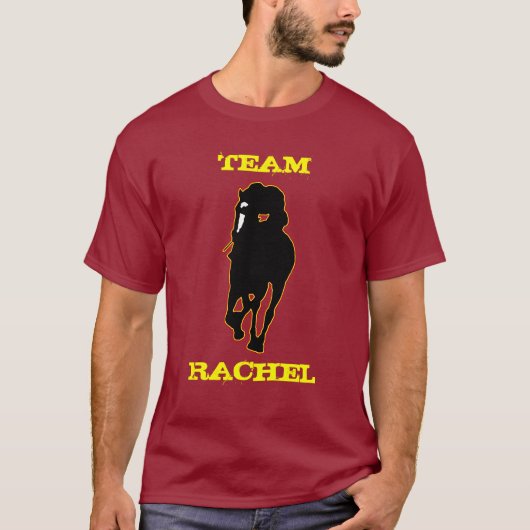 Team Rachel met totale overheersing (maroon/goud) T-shirt (Voorkant)