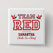 TEAM RED Lid Vierkante Button 5,1 Cm (Voorkant)