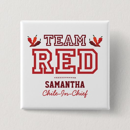 TEAM RED Lid Vierkante Button 5,1 Cm (Voorkant)
