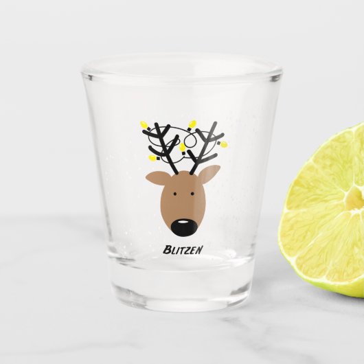 Team Reindeer - Blitzen Shot Glas (Voorkant)