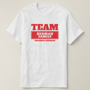 Team rode gepersonaliseerde familie of groep T-shi T-shirt