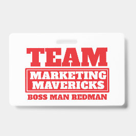 Team rode gepersonaliseerde naam team building bad badge