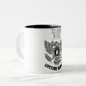 Team Roe Levenslang lid Tweekleurige Koffiemok (Voorkant links)