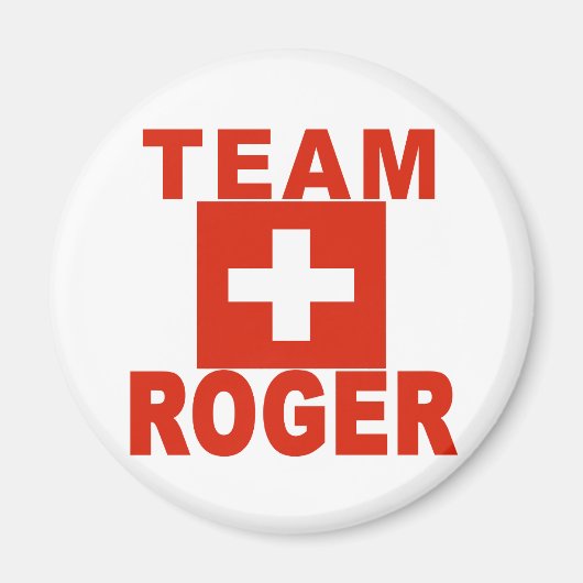 Team Roger met Zwitserse vlag Magneet (Voorkant)