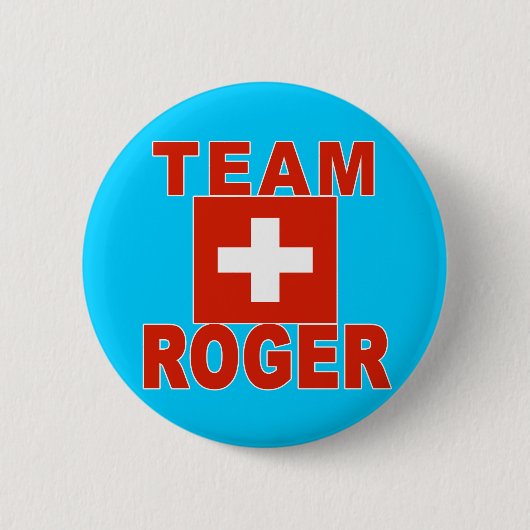 Team Roger met Zwitserse vlag Ronde Button 5,7 Cm (Voorkant)