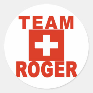 Team Roger met Zwitserse vlag Ronde Sticker