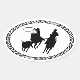 Team Roping Euro Stijl Ovale Sticker