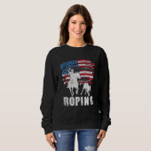 Team Roping Roper Usa Amerikaanse Vlag Header Heel Trui (Voorkant volledig)