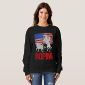 Team Roping Roper Usa Amerikaanse Vlag Header Heel Trui (Voorkant volledig)