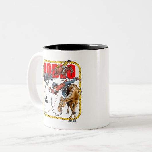 Team Roping Tweekleurige Koffiemok (Voorkant links)