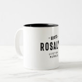 Team Rosalyn Lifetime Lid Persoonlijke naam Tweekleurige Koffiemok (Voorkant links)