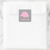Team Roze, Baby Meisje Olifant, Geslacht Onthullen Vierkante Sticker (Tas)