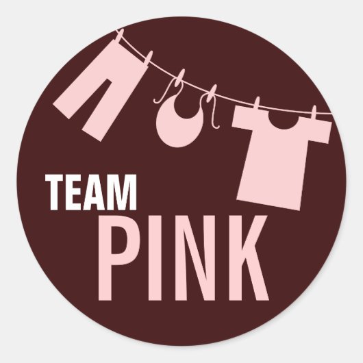 Team Roze Babykleding Geslacht onthullen Team Stic Ronde Sticker (Voorkant)