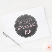 Team Roze Chalkboard- Baby shower Gender Reveal Ronde Sticker (Envelop)