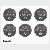 Team Roze Chalkboard- Baby shower Gender Reveal Ronde Sticker (Vel)