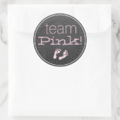 Team Roze Chalkboard- Baby shower Gender Reveal Ronde Sticker (Tas)