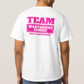 Team roze gepersonaliseerde familie of groep T-shi T-shirt (Achterkant)