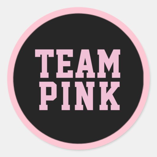 TEAM ROZE Geslacht Onthullen Baby shower Game Labe Ronde Sticker (Voorkant)