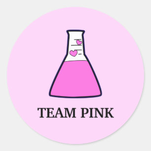 Team Roze Geslacht onthullen Wetenschap Beaker Ronde Sticker