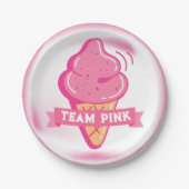 Team Roze Ice Cream Geslacht onthullen Papieren Bordje (Voorkant)