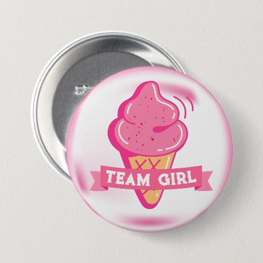 Team Roze Ijs Geslacht Onthulling Ronde Button 7,6 Cm (Voorkant /achterkant)