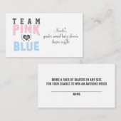 Team ROZE of BLAUW Geslacht onthullen Luier Raffle Informatiekaartje (Voorkant / Achterkant)