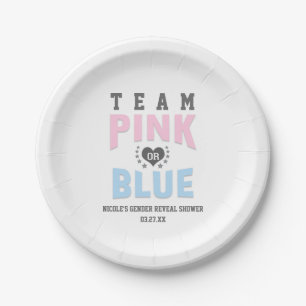 Team ROZE of BLAUW Geslacht Reveal Baby Shower Papieren Bordje
