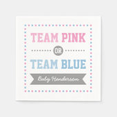 Team Roze of Team Blauwe Gepersonaliseerde Feestse Servet (Voorkant)