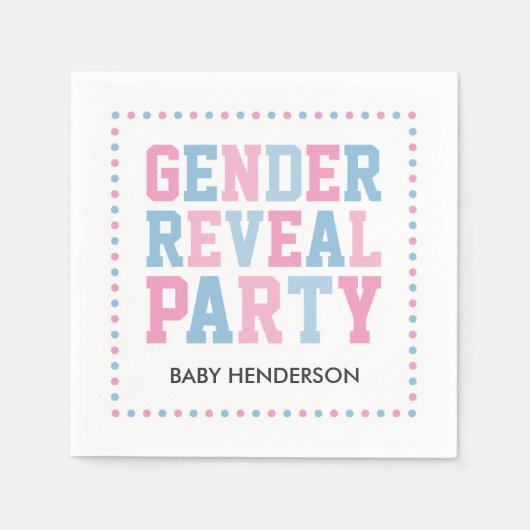 Team Roze of Team Blauwe Gepersonaliseerde Feestse Servetten (Voorkant)