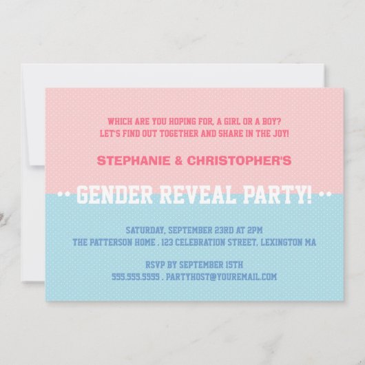 Team Roze of Team Blue Baby Party onthullen Kaart (Achterkant)