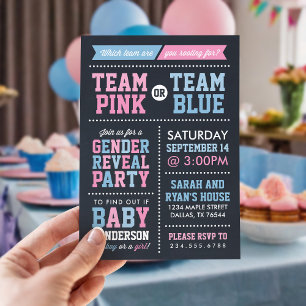 Team Roze of Team Blue Chalkboard Gender onthullen Kaart