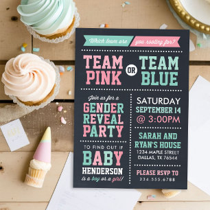 Team Roze of Team Blue Chalkboard Gender onthullen Kaart