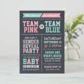 Team Roze of Team Blue Chalkboard Gender onthullen Kaart (Staand voorkant)