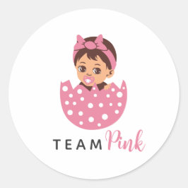 Team Roze Pasgeboren Baby Meisje In Uitgekomen Ei  Ronde Sticker