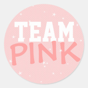 Team Roze Polka Dot & Stars Ronde Sticker