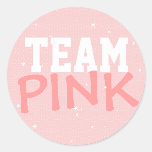 Team Roze Polka Dot & Stars Ronde Sticker (Voorkant)
