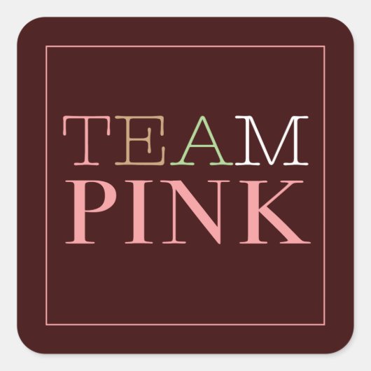 Team Roze voor Meisje Sticker voor Gender Reveal P (Voorkant)