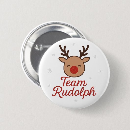 Team Rudolph Grappige Lieve Kerst Ronde Button 5,7 Cm (Voorkant /achterkant)