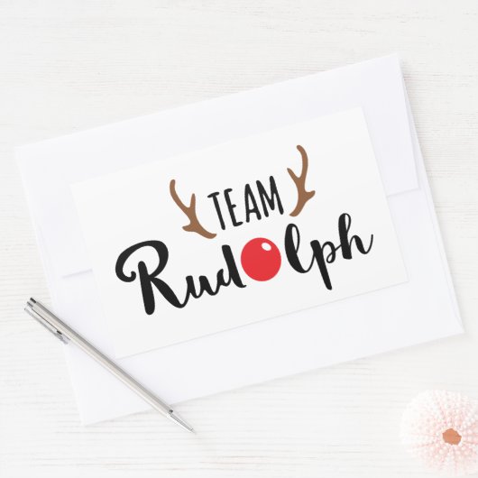 Team Rudolph-kerstcitaat Rechthoekige Sticker (Envelop)