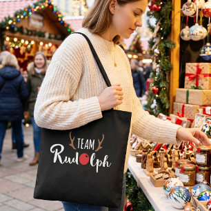 Team Rudolph - Mooie Kerstmis Rode Neus en Gewei Tote Bag