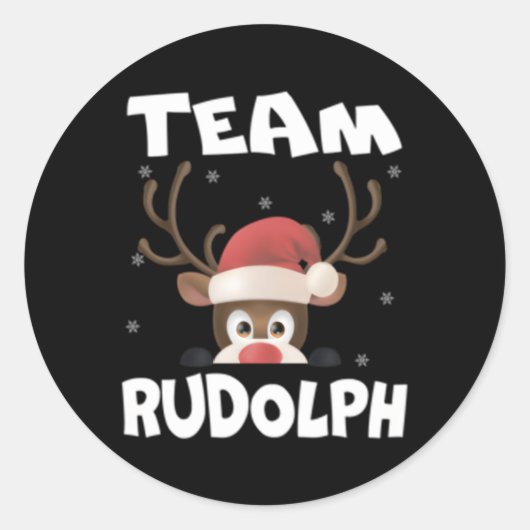 Team Rudolph rendierherten Ronde Sticker (Voorkant)