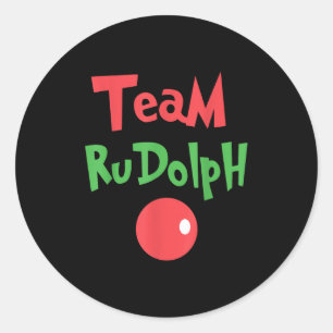 Team Rudolph - Rudolph de neushoorn met de rode ne Ronde Sticker