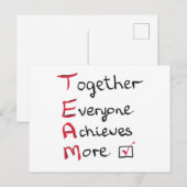 Team - samen iedereen bereikt meer briefkaart (Voorkant / Achterkant)