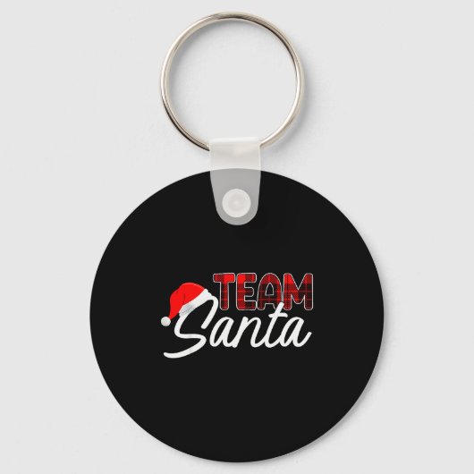 Team Santa Christmas Buffalo Plaid Red Santa Hat P Sleutelhanger (Voorkant)