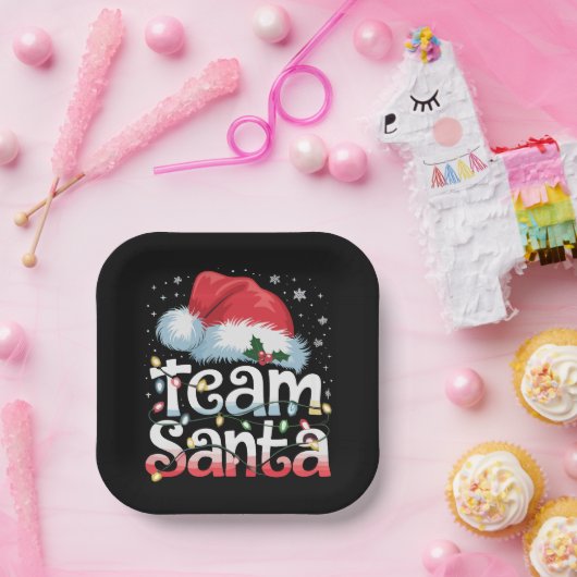 Team Santa Claus Christmas Family Matching Pajama  Papieren Bordje (Feest)