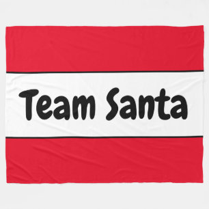 TEAM SANTA Festieve Retro Helder Rood Witte Strepe Fleece Deken