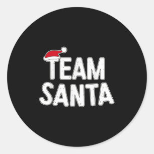 Team Santa T-shirt Volwassenen Kinderen Kerstman S Ronde Sticker
