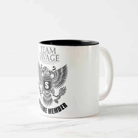 Team Savage Lifetime-lid Tweekleurige Koffiemok (Voorkant rechts)